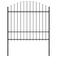 Vidaxl clôture de jardin avec dessus en lance acier 1,7 m noir 144944