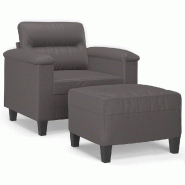 VidaXL Fauteuil avec repose-pied Gris 60 cm Similicuir Modèle Atlas Logic - 3201239