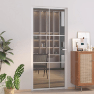 Vidaxl porte intérieure 93x201,5 cm blanc verre esg et aluminium 350590