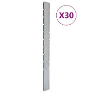 Vidaxl poteaux de clôture 30 pcs argenté 240 cm acier galvanisé 3196209