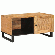 VidaXL Table basse Naturel 80 x 50 x 40 cm Bois de mangue massif Modèle Sirius Fixe - 4018048