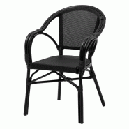 Bistromania Fauteuil de terrasse LAZARE en aluminium et textilène noir – Black Edition – 46 x 55 x 88 cm - noir EA308