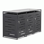 Cache poubelle extérieur - pour 3 poubelles - anthracite Cache poubelle extérieur - pour 3 poubelles - anthracite