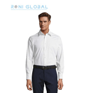 Chemise homme stretch manches longues en coton/élasthanne - Brighton Sol's - coupe ajustée et col à bouton unique_0