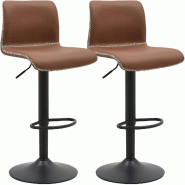 CLP Lot de 2 tabourets de bar Henchy similicuir Similicuir HBT: 85x41x47 cm Marron - marron polyester 327377