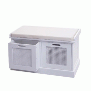 Décoshop26 - Banc banquette en bois de paulownia blanc et MDF avec coussin blanc boites de rangement 47x75x40cm BAN04054 - Bois massif 3000666769607