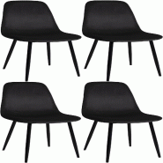 Décoshop26 - Lot de 4 chaises de salle à manger design moderne assise en tissu noir pieds en métal métal noir 10_0001827 - noir métal 3000250694308