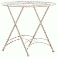 Décoshop26 - Table de jardin en métal Ø 71 cm style rustique crème vieilli MDJ10219 - métal 3001077369608