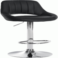 Décoshop26 - Tabouret de bar x1 avec repose-pieds pivotant et réglable en PVC noir et métal 10_0005212 - noir métal 3000252517582