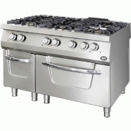 Fourneau gaz sur four gaz - 6 feux - 1200x900x850 mm - PF6G9FG120LP