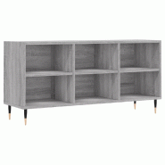 Helloshop26 - Meuble TV avec grand espace de rangement pratique salon 103,5 x 30 x 50 cm en bois d'ingénierie gris sonoma 02_0048548 - gris Bois mass