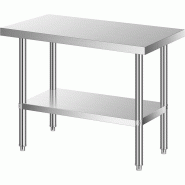 Leevot table de travail inox renforcée bois SA12060 - 120x60cm - charge 270kg - plateaux épais 6.5cm et 5cm - pieds réglables - SA12060