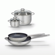 Lot 2 Poêles 28/32cm & 2 Faitouts 12/24cm Elo Profi Therm Platinum - gris inox 3176239970395
