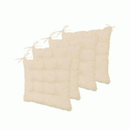 Lot de 4 Galettes de chaise 40 x 40 cm - Beige - beige polyester 3760312932037