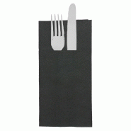 Serviette étui kangourou 3 couverts ouate double point 39X40 cm noir - par 50