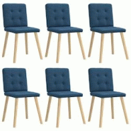 VidaXL Chaises à Manger Lot De 6 Bleu Tissu - bleu 8721158568915 VidaXL Chaises à Manger Lot De 6 Bleu Tissu - bleu 8721158568915
