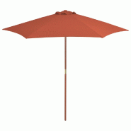 VidaXL Parasol d'extérieur avec mât en bois 270 cm Terre cuite Modèle Brise Soleil - rouge 8718475697572