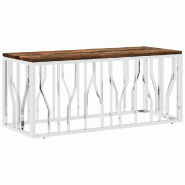 VidaXL Table basse acier inoxydable et bois massif de récupération Modèle Ambiance Moderne - 350053