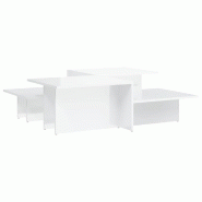 VidaXL Tables basses 2 pcs blanc brillant bois d'ingénierie Modèle Apex Évasion Pro - 3216155