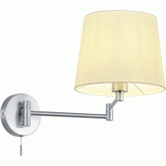 Applique murale E27 max 60W bras pivotant tissu blanc nickel mat - Trio - Lyon - blanc 4017807398564