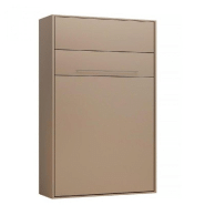 Armoire lit escamotable KOMPACT ECO Ouverture assistée, coloris taupe mat couchage 140*200