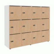 Casier flexycaz 12 cases blanc 4 x 3 cases L 160 x P 42 x H 131,4 +pass -12 portes individuelles - Chêne clair
