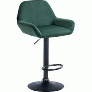 CLP Tabouret de bar Braga Velours avec pied en métal réglable et pivotant Vert foncé/Noir - vert textile 320904 CLP Tabouret de bar Braga Velours avec pied en métal réglable et pivotant Vert foncé/Noir - vert textile 320904