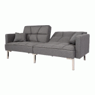 Décoshop26 - Canapé-lit dossier réglable 3 positions couchage 2 coussins inclus 170x104 cm en tissu gris 04_0010414 - gris 3000268031904