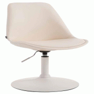 Décoshop26 - Chaise de salle à manger x1 pivotante hauteur réglable en PVC crème et pied trompette en métal blanc 10_0008272 - beige métal 30002