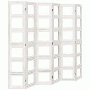Décoshop26 - Paravent séparateur de pièce cloison 6 panneaux en bois de paulownia blanc porte photos DEC031063 - blanc 3000258270573