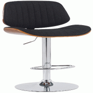 Décoshop26 - Tabouret de bar x1 style rétro moderne assise en tissu noir bois noyer et cadre métal chromé 10_0006203 - noir métal 3000265435873