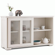 Helloshop26 - Buffet de cuisine armoire basse 106,5 x 33 x 62,5 cm avec 2 portes coulissantes et étagère réglable style moderne en 20_0010802 - 300