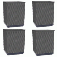 Helloshop26 - Lot de 4 jardinières décoratives jardin balcon 30 x 30 x 37 cm en polypropylène noir 02_0047406 - noir 3000234760562