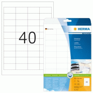 HERMA 1000 étiquettes blanches Premium, format 48,5 x 25,4 mm (25 feuilles A4 / cdt) - blanc 4357_0
