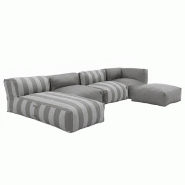 Oviala Business Salon de jardin modulable rayé 5 places gris anthracite - gris polyester 115066
