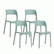RATTATAN Lot de 4 chaises empilables en polypropylène avec fibre de verre pour jardin ou intérieur, hydrofuges et résistantes, design moderne – B RATTATAN Lot de 4 chaises empilables en polypropylène avec fibre de verre pour jardin ou intérieur, hydrofuges et résistantes, design moderne – B