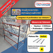 Rayonnage mi-lourd M7 -Plateau fils- Hauteur 3000 mm - Longueur à configurer Rayonnage mi-lourd M7 -Plateau fils- Hauteur 3000 mm - Longueur à configurer