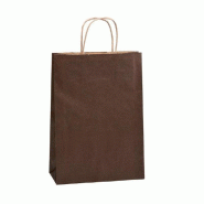 Sac kraft lisse poignées torsadées chocolat - 14x21+8,5cm - par 50