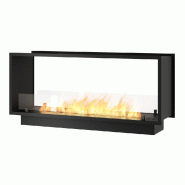 SOLOLED Cheminée bioéthanol 2Side 1200 Slim encastrable à deux façades - Noir mat, avec vitre, brûleur 4 L, design moderne - noir 0803173016843