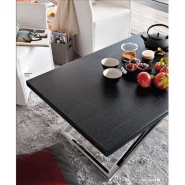 TABLE RELEVABLE EXTENSIBLE MAGIC-J BOIS GRAPHITE PIÉTEMENT CHROMÉ