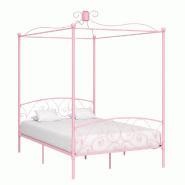 VidaXL Cadre de lit à baldaquin sans matelas rose métal 120x200 cm Modèle Corvionel - 284488