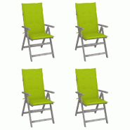 VidaXL Chaises Inclinables De Jardin Lot De 4 Et Coussins Bois Acacia - gris 3065388