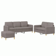 VidaXL Ensemble de canapés 3 pcs avec coussins Taupe Tissu Modèle Darnelis - 3202133