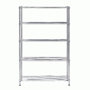 Étagère métal chromé 5 tablettes 120 cm Étagère métal chromé 5 tablettes 120 cm