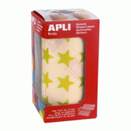 Apli 1416 gommettes étoiles, diam. 19,5 mm, en rouleau, coloris jaune métallisé - 8410782120513