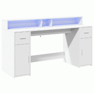 Bureau avec lumières LED blanc 160x55x91 cm bois d'ingénierie Modèle Atlas Master Plus - 8721158402646