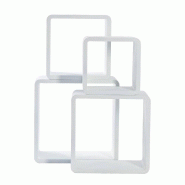 Cubes blancs - Lot de 4 - 41x41 + 36x36 + 31x31 + 26x26cm - Prof 23cm