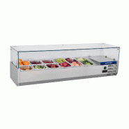 Cuistance Présentoir à ingrédients réfrigéré vitré L 1400 GN 1/4 - 1400 x 330 x 455 mm - gris inox VRX1400330.1010026