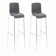 Décoshop26 - Lot de 2 tabourets de bar en métal et tissu gris clair 10_0004195 - gris métal 3000251978049