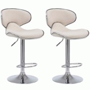 Décoshop26 - Lot de 2 tabourets de bar pivotant design moderne en tissu crème support en métal chromé 10_0004265 - 3000252014593 Décoshop26 - Lot de 2 tabourets de bar pivotant design moderne en tissu crème support en métal chromé 10_0004265 - 3000252014593